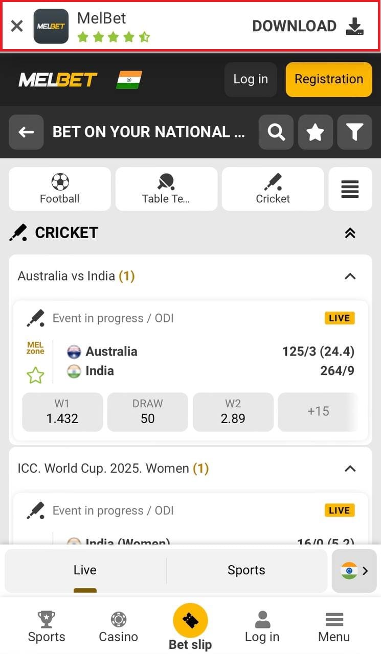 Як встановити програму Мелбет на Android/iOS