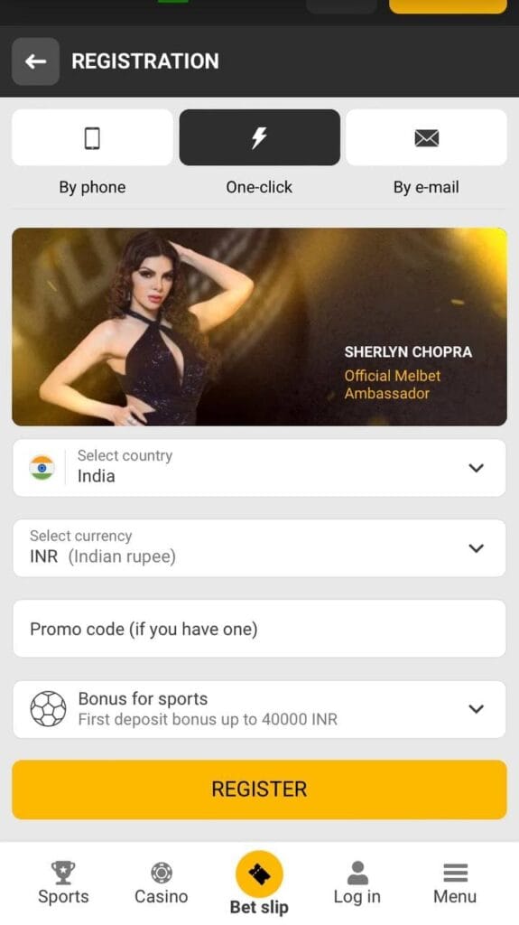 Реєстрація Мелбет